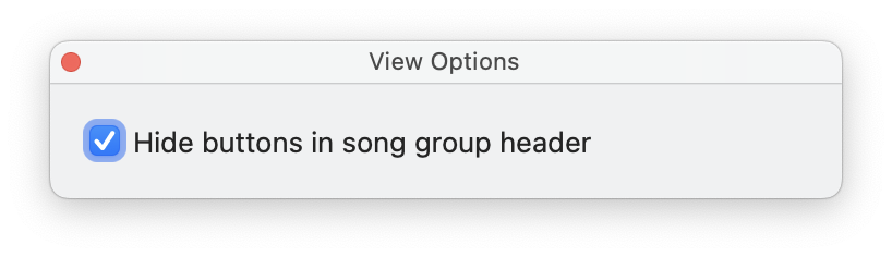 View options for a list of grouped songs