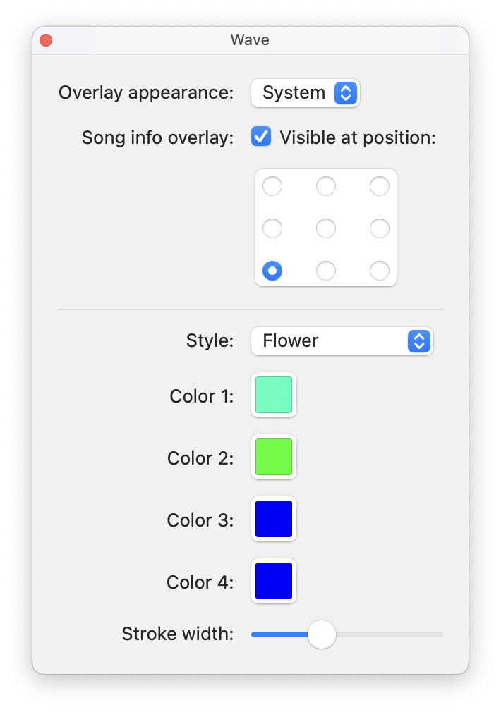 Wave visualizer options